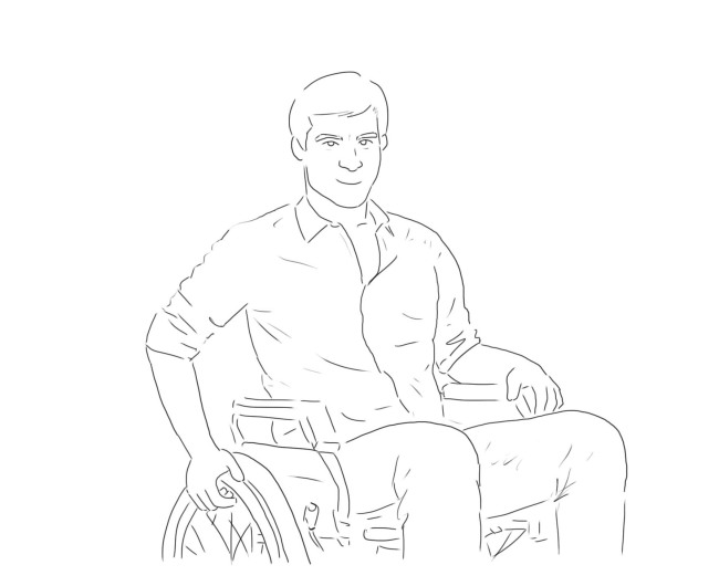drawing man wheelchair